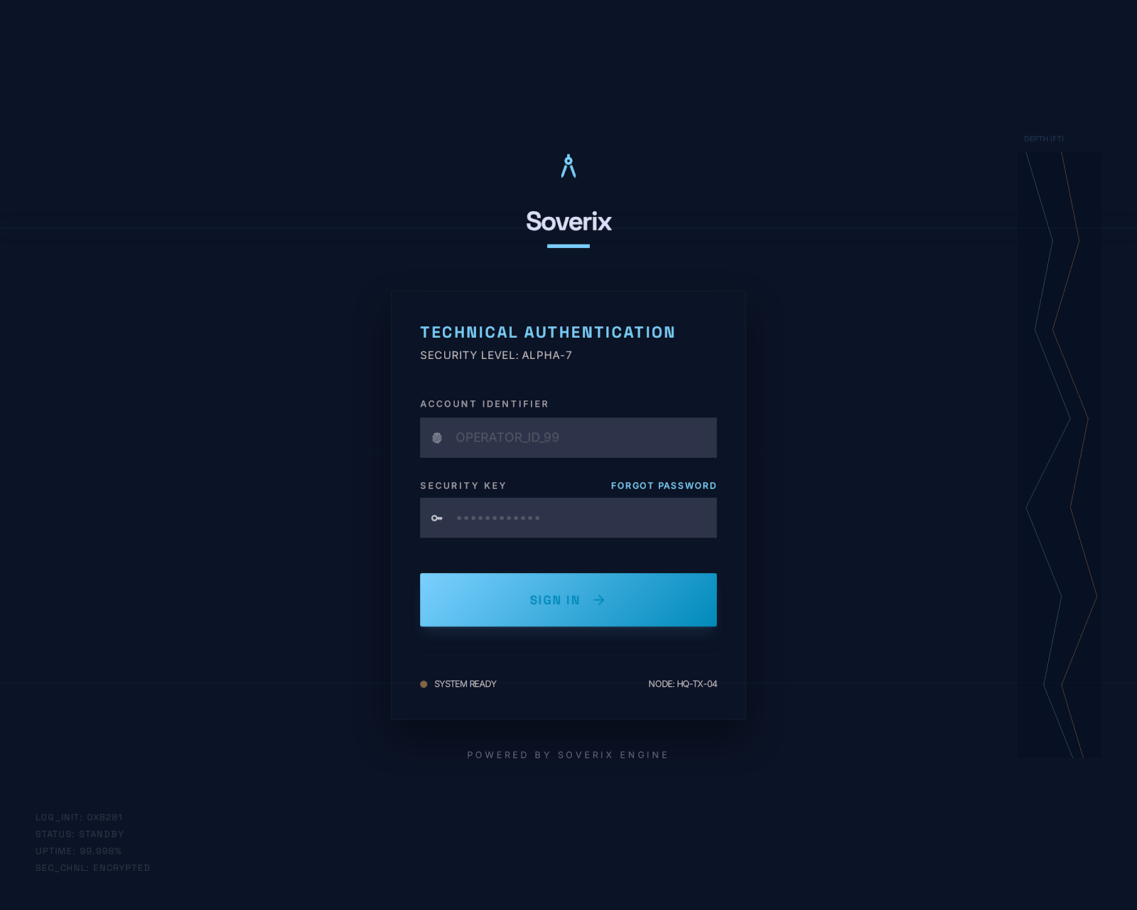 Soverix login screen